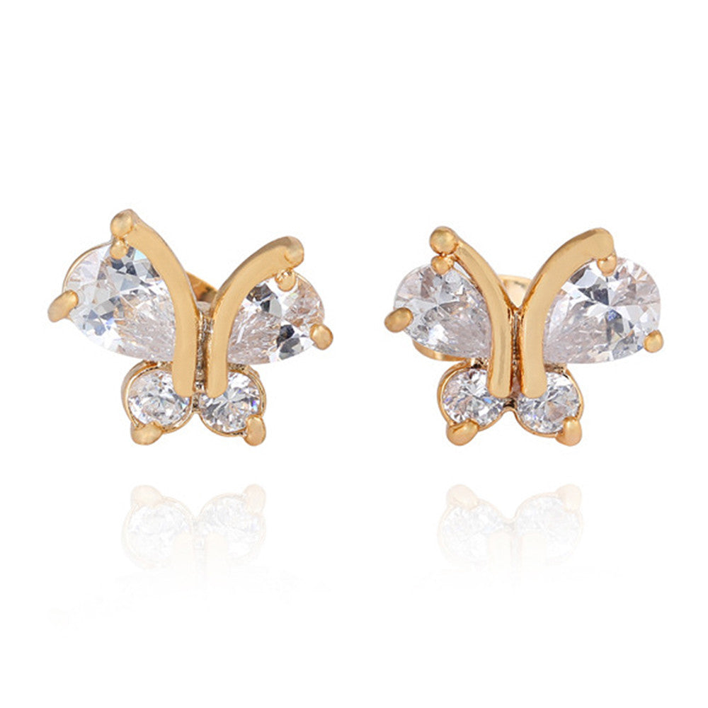 Ornament Ear Studs Butterfly 18K Gold Galvanized - Mega Save Wholesale & Retail - 1