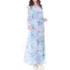 Muslim Robe Long Dress Long Sleeve Slim Chiffon   lake blue - Mega Save Wholesale & Retail - 2