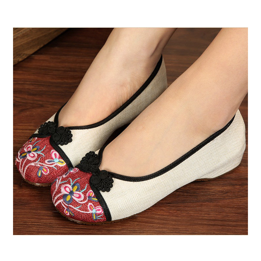 Peacock Old Beijing Cloth Embroidered Shoes   white - Mega Save Wholesale & Retail - 2