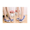 Old Beijing Cloth Shoes Woman Embroidered Shoes Literary Style Slipsole Increased within  blue - Mega Save Wholesale & Retail - 4
