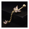 Butterfly Navel Buckle    gold plated white zircon - Mega Save Wholesale & Retail - 3