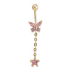 Butterfly Navel Buckle   gold plated pink zircon - Mega Save Wholesale & Retail - 1
