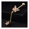 Butterfly Navel Buckle   gold plated pink zircon - Mega Save Wholesale & Retail - 3