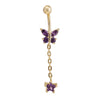 Butterfly Navel Buckle    gold plated purple zircon - Mega Save Wholesale & Retail - 1