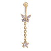 Butterfly Navel Buckle    gold plated white zircon - Mega Save Wholesale & Retail - 1