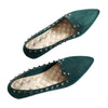 Rivet Flat Plus Size Low-cut Fluff Pointed Thin Shoes  green  35 - Mega Save Wholesale & Retail