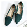 Rivet Flat Plus Size Low-cut Fluff Pointed Thin Shoes  green