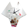 3D Silent Decoration Cute Animal Pattern Mirror Wall Clock   silver - Mega Save Wholesale & Retail