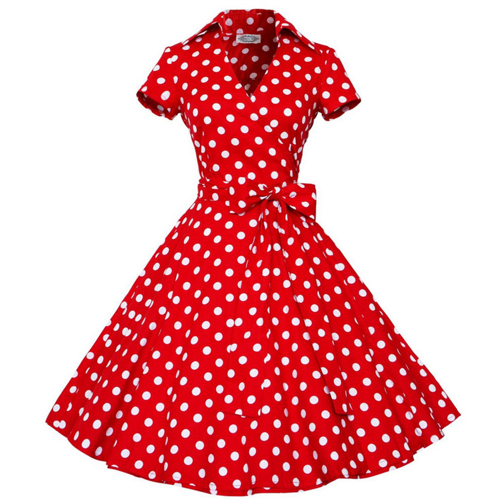 Summer Woman Bohemian Style Bubble Skirt Dot Dress   red dot   S - Mega Save Wholesale & Retail - 1
