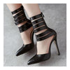 Roman Style Pointed High Heel Sandals  black