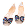 Transparent Jelly Shoes Sandals Chromatic Rhinestone Beads Peep-toe   champagne