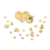 Mirror Wall Clock Love Heart DIY Creative Cartoon Decoration   golden - Mega Save Wholesale & Retail