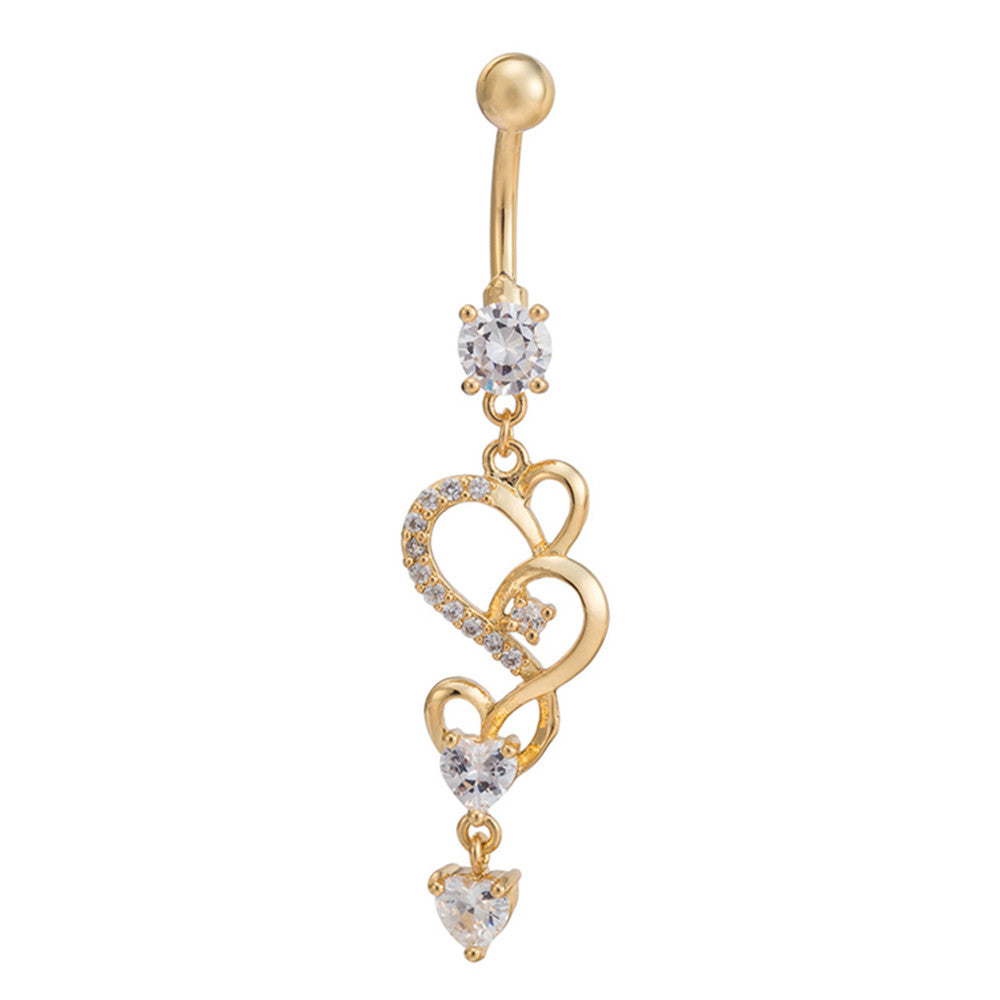 Navel Ring Buckle Nail Mainstream Heart   gold plated white zircon - Mega Save Wholesale & Retail - 1