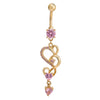 Navel Ring Buckle Nail Mainstream Heart  gold plated pink zircon - Mega Save Wholesale & Retail - 1