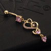 Navel Ring Buckle Nail Mainstream Heart  gold plated pink zircon - Mega Save Wholesale & Retail - 2