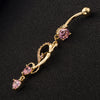 Navel Ring Buckle Nail Mainstream Heart  gold plated pink zircon - Mega Save Wholesale & Retail - 3