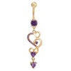 Navel Ring Buckle Nail Mainstream Heart    gold plated purple zircon - Mega Save Wholesale & Retail - 1