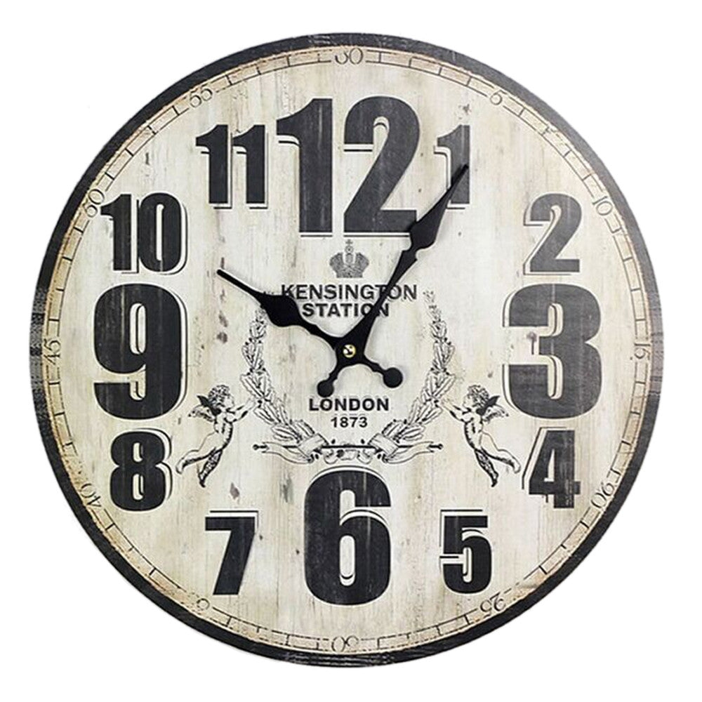 Hang Wall Clock Wooden Sildent Quartz  E - Mega Save Wholesale & Retail