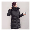 Winter Down Coat Woman Slim Hooded Thick Middle Long  black    M - Mega Save Wholesale & Retail - 1