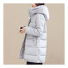 Winter Down Coat Woman Slim Hooded Thick Middle Long  grey   M - Mega Save Wholesale & Retail - 1