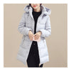 Winter Down Coat Woman Slim Hooded Thick Middle Long  grey   M - Mega Save Wholesale & Retail - 2