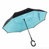 C-Handle Parasol Folding Rain Windproof Umbrella Double Layers Inverted Reverse