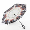 C-Handle Parasol Folding Rain Windproof Umbrella Double Layers Inverted Reverse