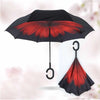 C-Handle Parasol Folding Rain Windproof Umbrella Double Layers Inverted Reverse