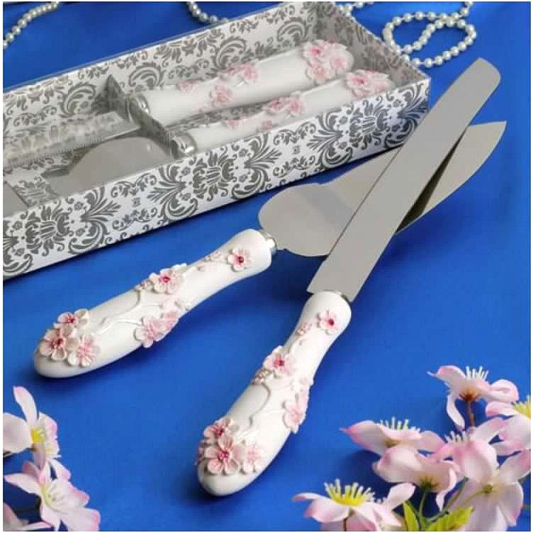 Brand New Wedding Cake Resin Handle Knife and Serving Set