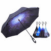 C-Handle Parasol Folding Rain Windproof Umbrella Double Layers Inverted Reverse