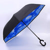 C-Handle Parasol Folding Rain Windproof Umbrella Double Layers Inverted Reverse