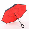 C-Handle Parasol Folding Rain Windproof Umbrella Double Layers Inverted Reverse