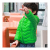 Child Wave Pattern Light Thin Down Coat Hooded   green   100cm - Mega Save Wholesale & Retail - 2