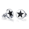 Men's titanium steel earrings flat round drip pentagram earrings Korean jewelry wholesale hypoallergenic GE308 - Mega Save Wholesale & Retail - 1