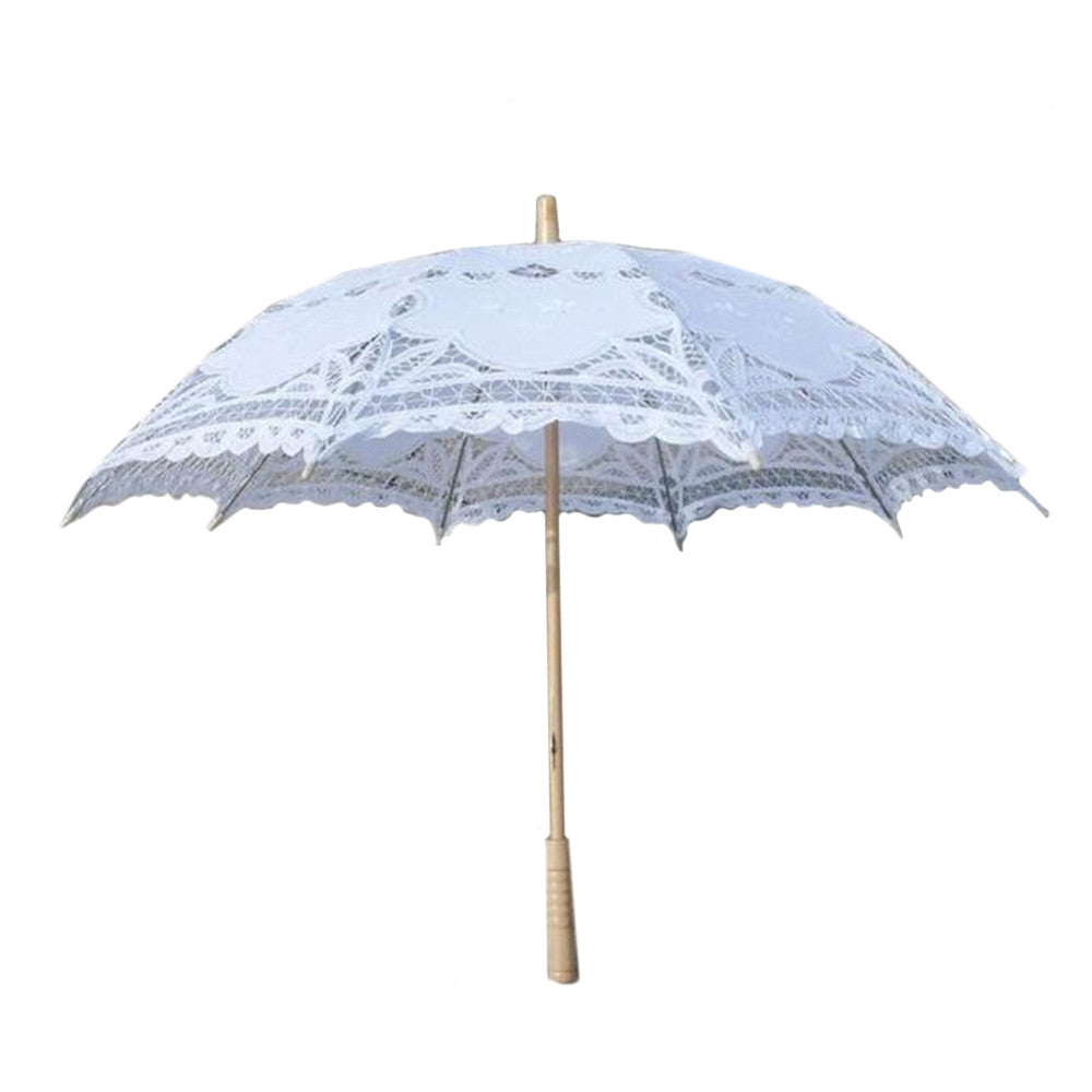 Handmade Cotton Craft Lace Macrame Children Umbrella Wedding Classical Photo   white - Mega Save Wholesale & Retail