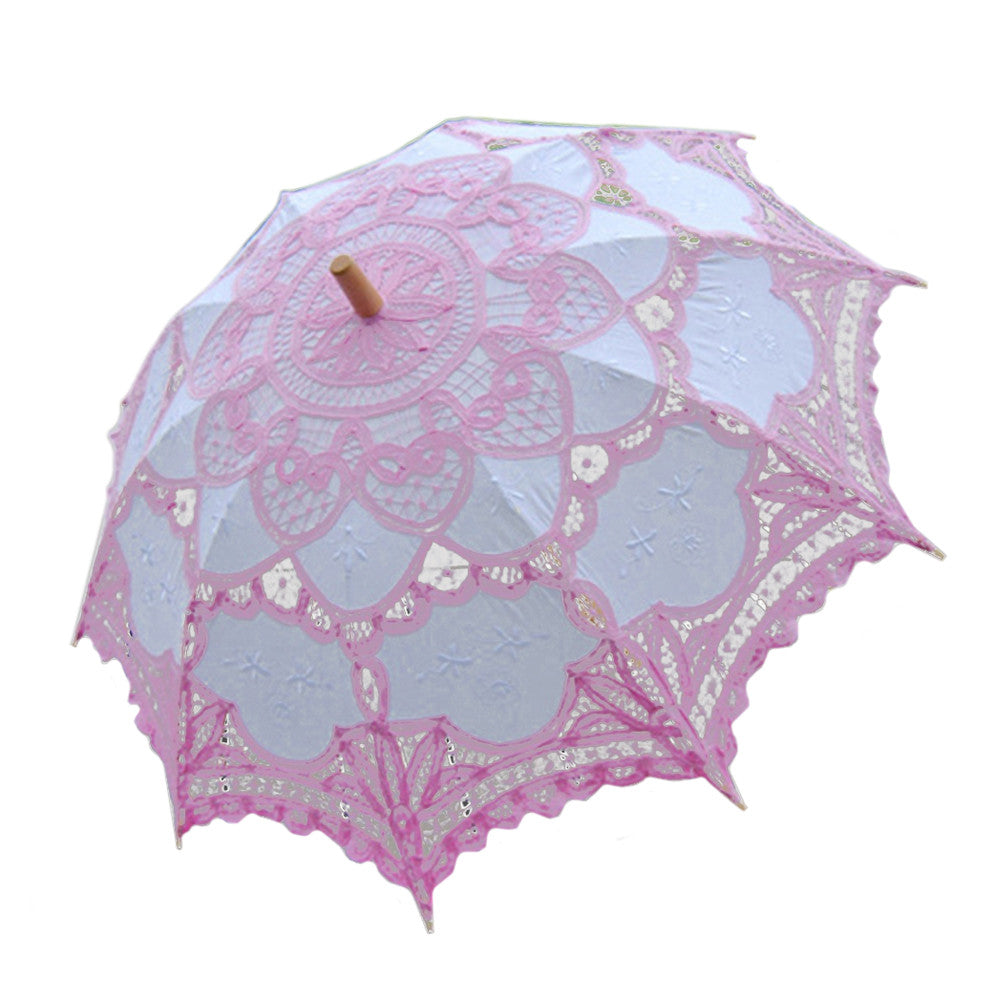 Handmade Cotton Craft Lace Macrame Children Umbrella Wedding Classical Photo   pink - Mega Save Wholesale & Retail
