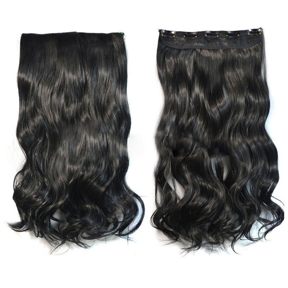 5 Cards Hair Extension Wig Long Curled Hair dark black