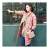Middle Long Down Coat Woman Contrast Color Thin Light   pink   S - Mega Save Wholesale & Retail - 2