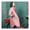 Middle Long Down Coat Woman Contrast Color Thin Light   pink   S - Mega Save Wholesale & Retail - 3