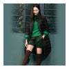 Middle Long Down Coat Woman Contrast Color Thin Light   black   S - Mega Save Wholesale & Retail - 2