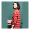 Middle Long Down Coat Woman Contrast Color Thin Light   rust red   S - Mega Save Wholesale & Retail - 3