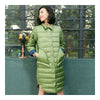 Middle Long Down Coat Woman Contrast Color Thin Light   pea green   S - Mega Save Wholesale & Retail - 1