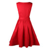 Woman Vintage Solid Color Big Peplum Boat Neck Dress  red   S - Mega Save Wholesale & Retail - 2