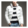 Man Cotton Coat Solid Color Warm Hoodied  white   M - Mega Save Wholesale & Retail - 2