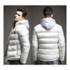 Man Cotton Coat Solid Color Warm Hoodied  white   M - Mega Save Wholesale & Retail - 3