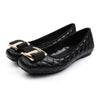 Metal Square Button Bowknot Flat Thin Shoes   black - Mega Save Wholesale & Retail
