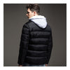 Man Cotton Coat Solid Color Warm Hoodied  black   M - Mega Save Wholesale & Retail - 3