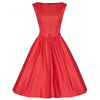 Woman Vintage Solid Color Big Peplum Boat Neck Dress  red   S - Mega Save Wholesale & Retail - 1