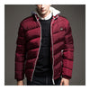 Man Cotton Coat Solid Color Warm Hoodied  wine red   M - Mega Save Wholesale & Retail - 1