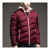 Man Cotton Coat Solid Color Warm Hoodied  wine red   M - Mega Save Wholesale & Retail - 2